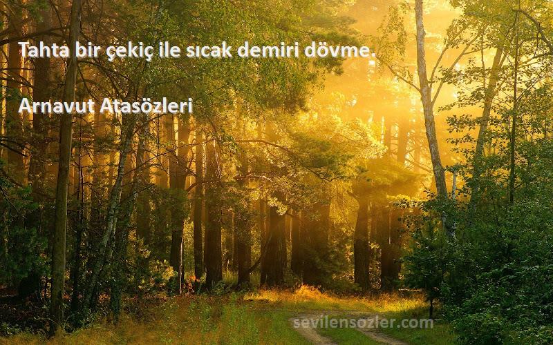 Arnavut Atasözleri - Tahta bir çekiç ile sıcak demiri dövme.