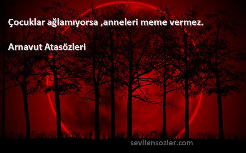 Arnavut Atasözleri - Çocuklar ağlamıyorsa ,anneleri meme vermez.