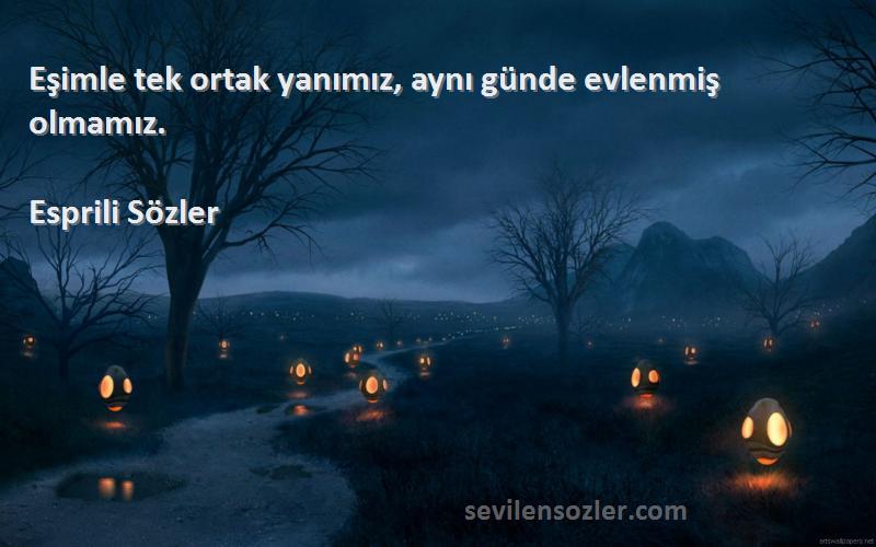 Esprili Sözler - Eşimle tek ortak yanımız, aynı günde evlenmiş olmamız.