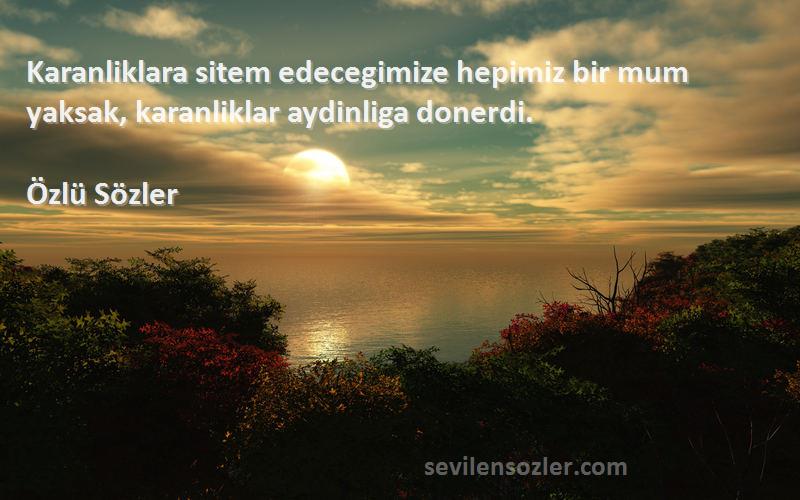 Özlü Sözler - Karanliklara sitem edecegimize hepimiz bir mum yaksak, karanliklar aydinliga donerdi.