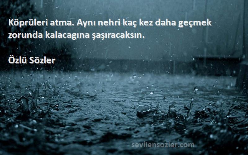 Özlü Sözler - Köprüleri atma. Aynı nehri kaç kez daha geçmek zorunda kalacagına şaşıracaksın.