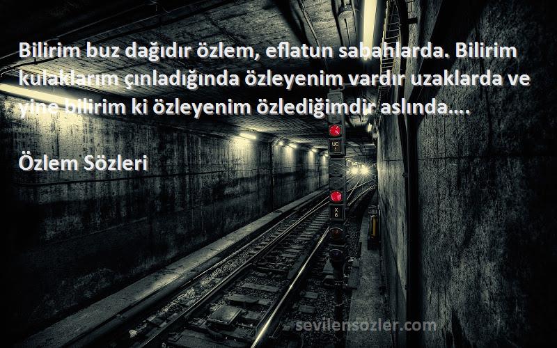 Özlem  Sözleri 
Bilirim buz dağıdır özlem, eflatun sabahlarda. Bilirim kulaklarım çınladığında özleyenim vardır uzaklarda ve yine bilirim ki özleyenim özlediğimdir aslında….