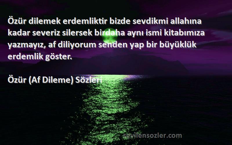 Özür (Af Dileme)  Sözleri 
Özür dilemek erdemliktir bizde sevdikmi allahına kadar severiz silersek birdaha aynı ismi kitabımıza yazmayız, af diliyorum senden yap bir büyüklük erdemlik göster.