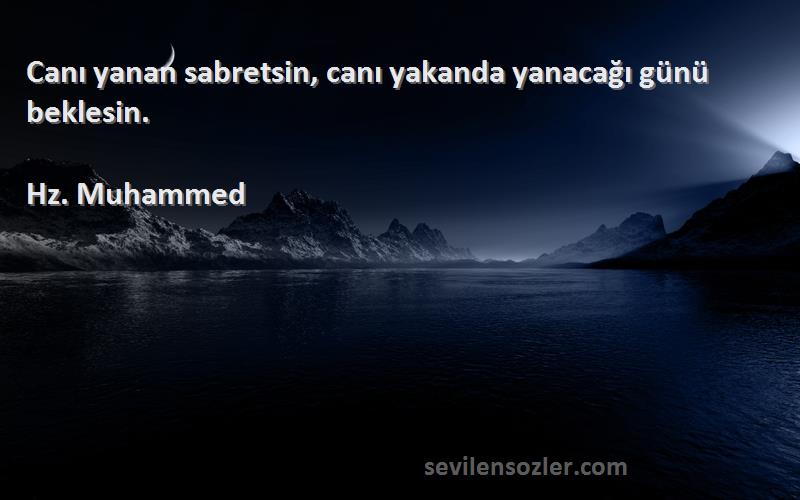 Hz. Muhammed Sözleri 
Canı yanan sabretsin, canı yakanda yanacağı günü beklesin.