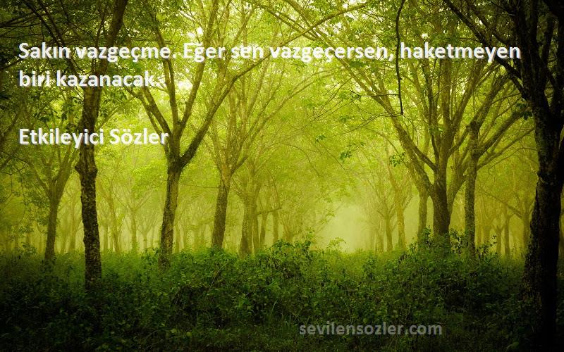 Etkileyici Sözler - Sakın vazgeçme. Eğer sen vazgeçersen, haketmeyen biri kazanacak.