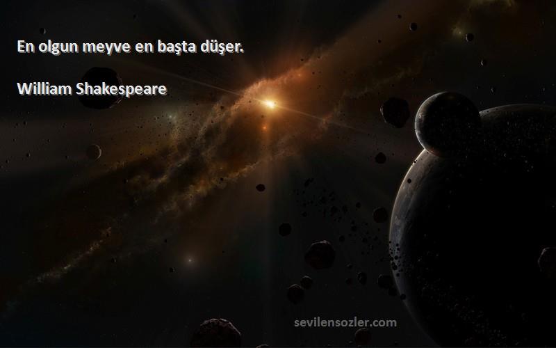 William Shakespeare - En olgun meyve en başta düşer.