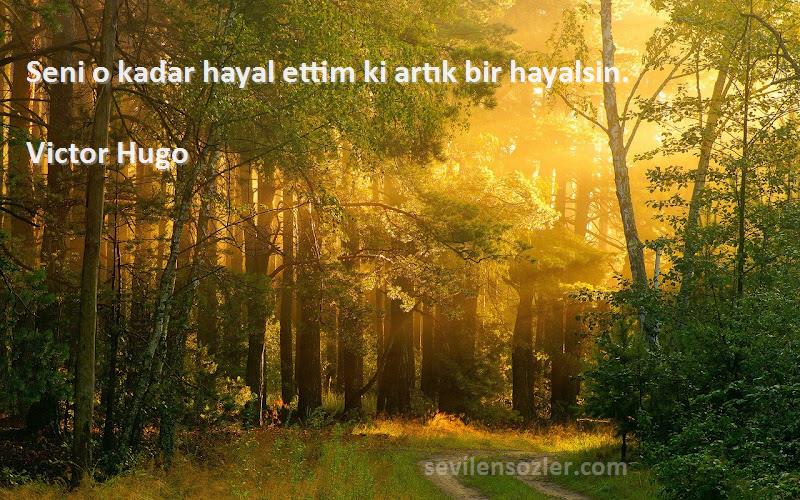 Victor Hugo - Seni o kadar hayal ettim ki artık bir hayalsin.