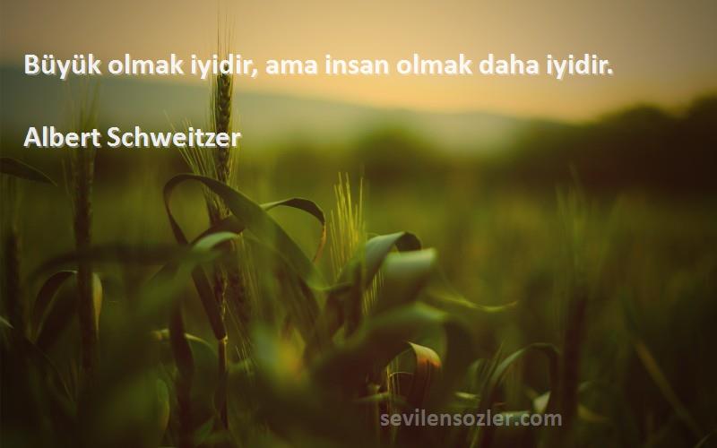 Albert Schweitzer Sözleri 
Büyük olmak iyidir, ama insan olmak daha iyidir.