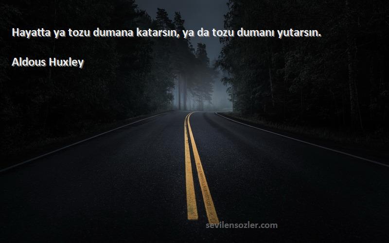 Aldous Huxley Sözleri 
Hayatta ya tozu dumana katarsın, ya da tozu dumanı yutarsın.
