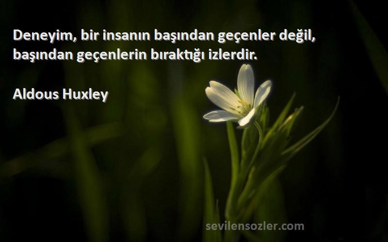 Aldous Huxley Sözleri 
Deneyim, bir insanın başından geçenler değil, başından geçenlerin bıraktığı izlerdir.