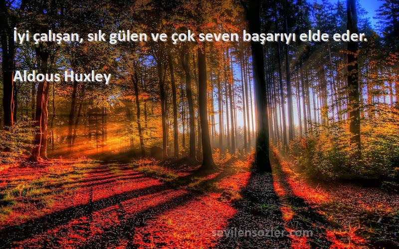 Aldous Huxley Sözleri 
İyi çalışan, sık gülen ve çok seven başarıyı elde eder.