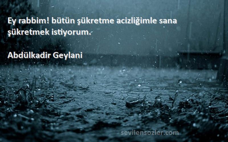 Abdülkadir Geylani - Ey rabbim! bütün şükretme acizliğimle sana şükretmek istiyorum.