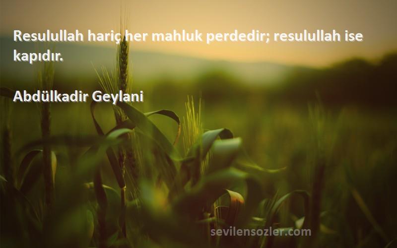 Abdülkadir Geylani - Resulullah hariç her mahluk perdedir; resulullah ise kapıdır.