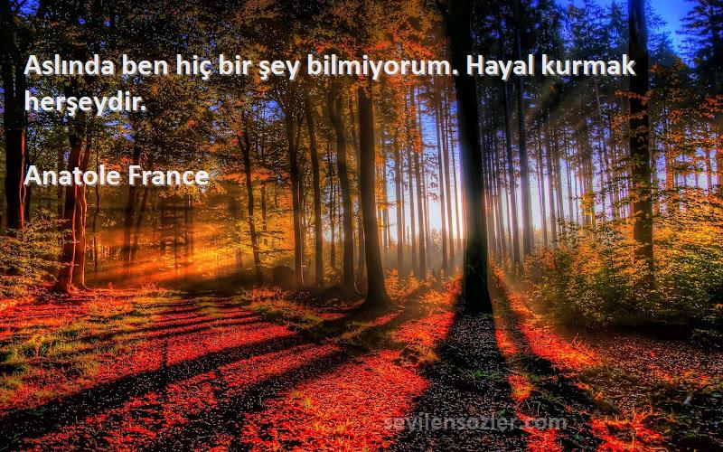 Anatole France Sözleri 
Aslında ben hiç bir şey bilmiyorum. Hayal kurmak herşeydir.