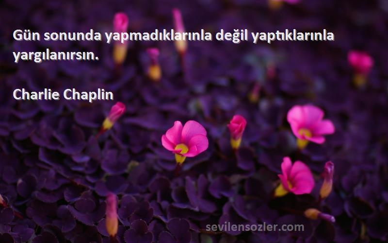 Charlie Chaplin Sözleri 
Gün sonunda yapmadıklarınla değil yaptıklarınla yargılanırsın.