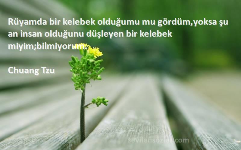 Chuang Tzu Sözleri 
Rüyamda bir kelebek olduğumu mu gördüm,yoksa şu an insan olduğunu düşleyen bir kelebek miyim;bilmiyorum.