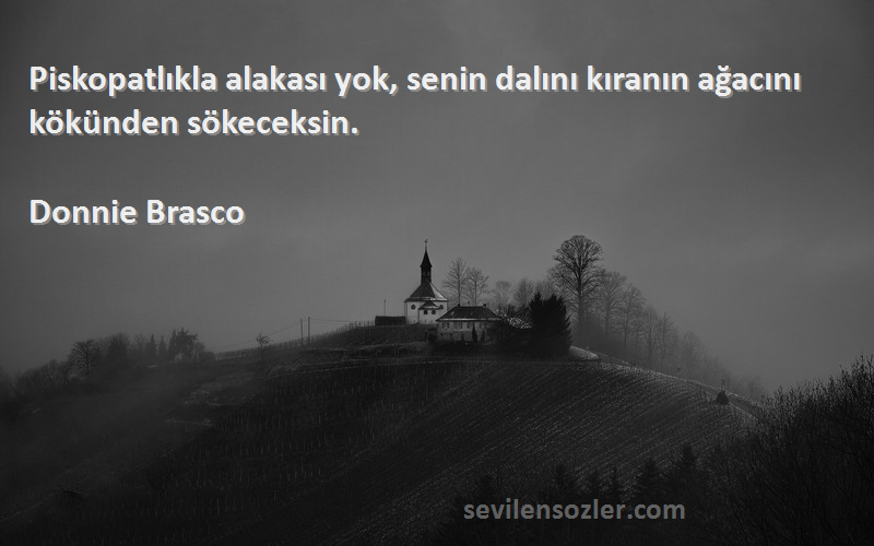 Donnie Brasco Sözleri 
Piskopatlıkla alakası yok, senin dalını kıranın ağacını kökünden sökeceksin.