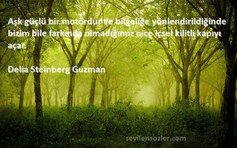 Delia Steinberg Guzman Sözleri 
Aşk güçlü bir motordur ve bilgeliğe yönlendirildiğinde bizim bile farkında olmadığımız nice içsel kilitli kapıyı açar.