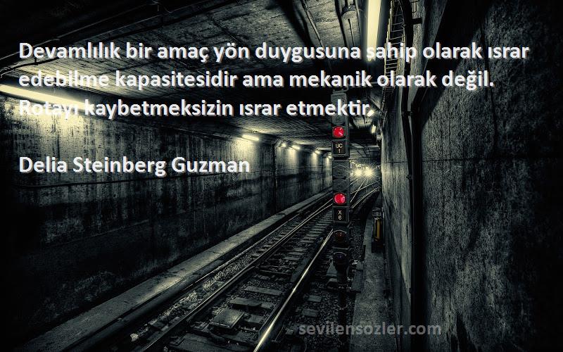 Delia Steinberg Guzman Sözleri 
Devamlılık bir amaç yön duygusuna sahip olarak ısrar edebilme kapasitesidir ama mekanik olarak değil. Rotayı kaybetmeksizin ısrar etmektir.