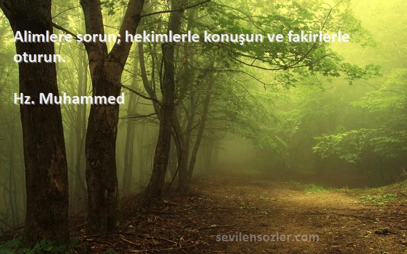 Hz. Muhammed Sözleri 
Alimlere sorun; hekimlerle konuşun ve fakirlerle oturun.