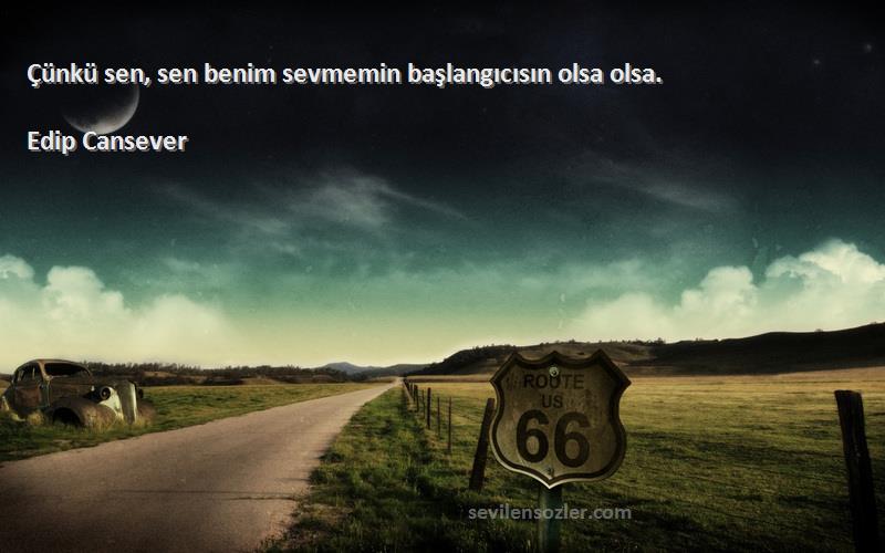 Edip Cansever Sözleri 
Çünkü sen, sen benim sevmemin başlangıcısın olsa olsa.