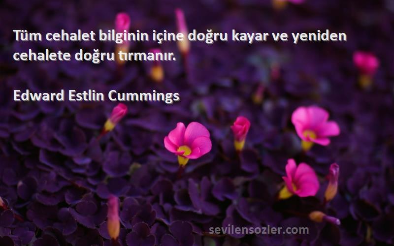 Edward Estlin Cummings Sözleri 
Tüm cehalet bilginin içine doğru kayar ve yeniden cehalete doğru tırmanır.