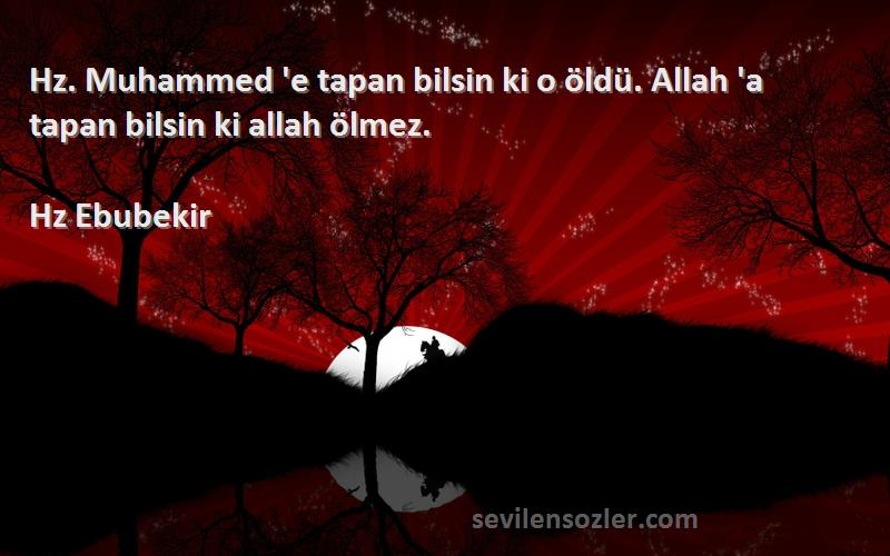 Hz Ebubekir Sözleri 
Hz. Muhammed 'e tapan bilsin ki o öldü. Allah 'a tapan bilsin ki allah ölmez.