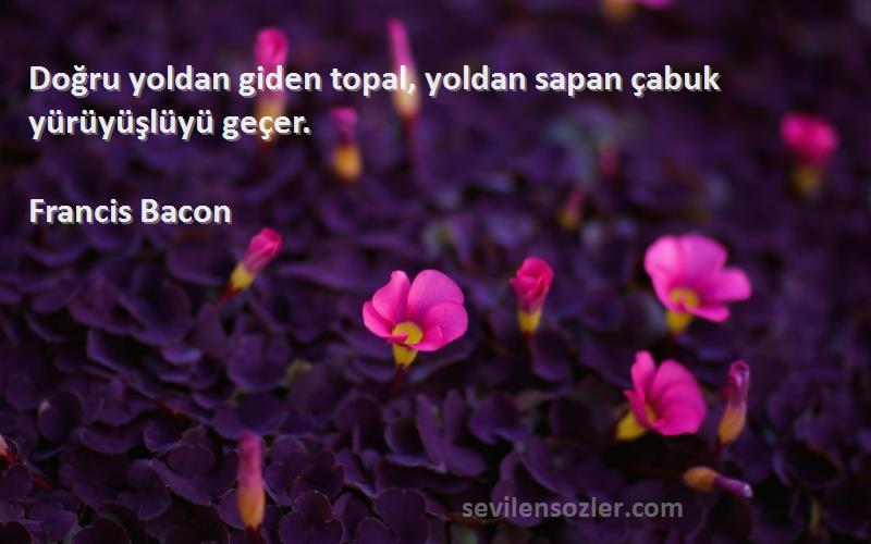 Francis Bacon Sözleri 
Doğru yoldan giden topal, yoldan sapan çabuk yürüyüşlüyü geçer.