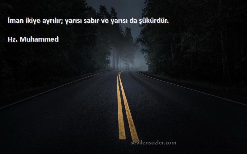 Hz. Muhammed - İman ikiye ayrılır; yarısı sabır ve yarısı da şükürdür.
