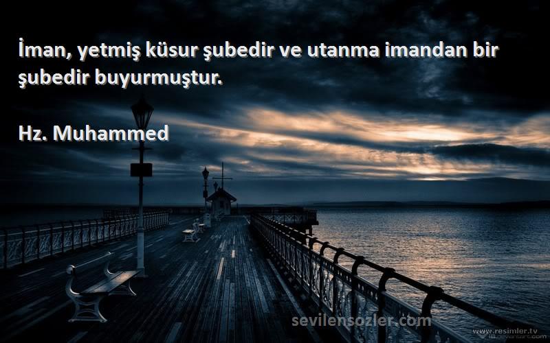 Hz. Muhammed - İman, yetmiş küsur şubedir ve utanma imandan bir şubedir buyurmuştur.