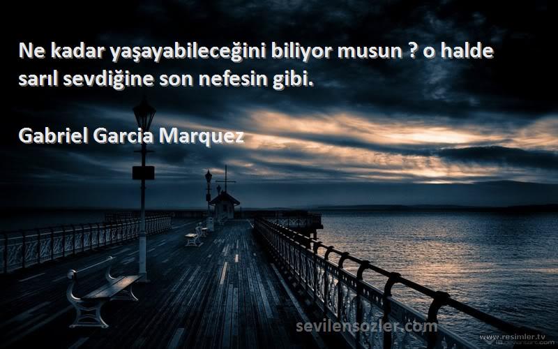Gabriel Garcia Marquez - Ne kadar yaşayabileceğini biliyor musun ? o halde sarıl sevdiğine son nefesin gibi.