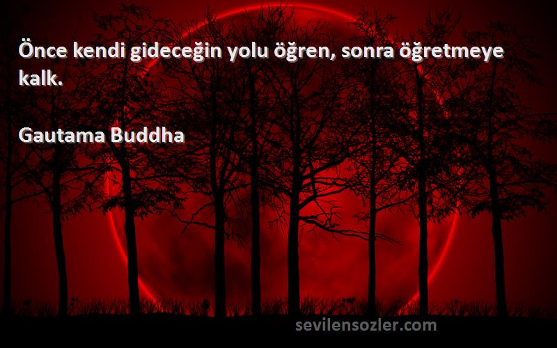 Gautama Buddha - Önce kendi gideceğin yolu öğren, sonra öğretmeye kalk.
