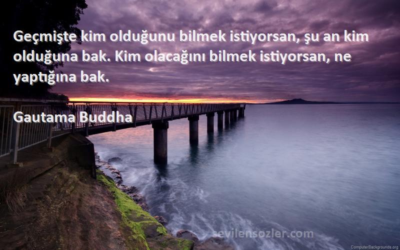 Gautama Buddha Sözleri 
Geçmişte kim olduğunu bilmek istiyorsan, şu an kim olduğuna bak. Kim olacağını bilmek istiyorsan, ne yaptığına bak.