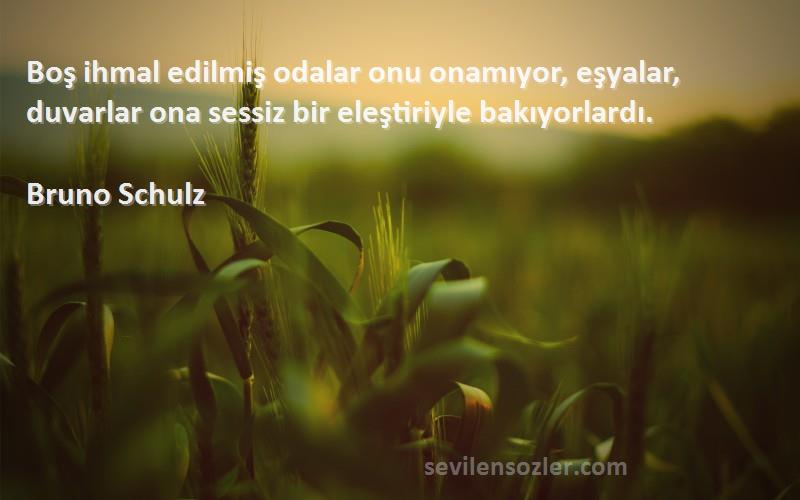 Bruno Schulz Sözleri 
Boş ihmal edilmiş odalar onu onamıyor, eşyalar, duvarlar ona sessiz bir eleştiriyle bakıyorlardı.