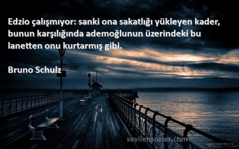 Bruno Schulz Sözleri 
Edzio çalışmıyor: sanki ona sakatlığı yükleyen kader, bunun karşılığında ademoğlunun üzerindeki bu lanetten onu kurtarmış gibi.