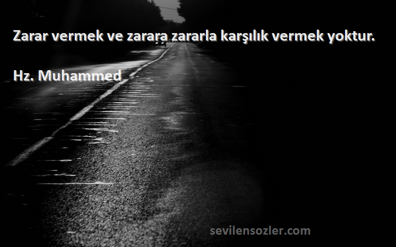 Hz. Muhammed - Zarar vermek ve zarara zararla karşılık vermek yoktur.