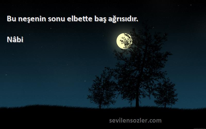 Nâbi - Bu neşenin sonu elbette baş ağrısıdır.