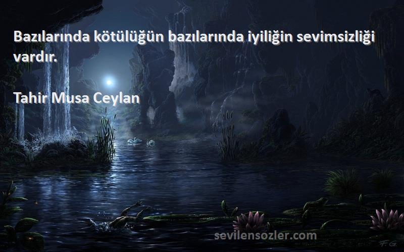 Tahir Musa Ceylan - Bazılarında kötülüğün bazılarında iyiliğin sevimsizliği vardır.