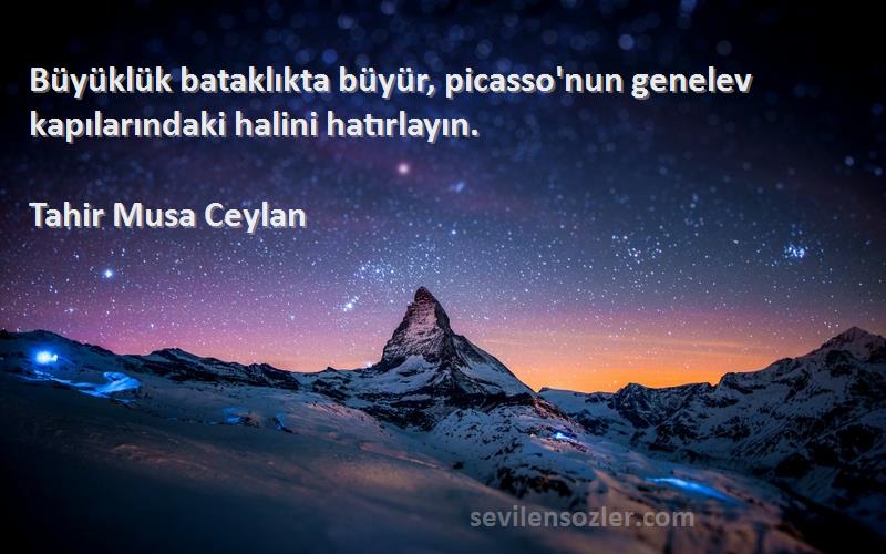 Tahir Musa Ceylan - Büyüklük bataklıkta büyür, picasso'nun genelev kapılarındaki halini hatırlayın.