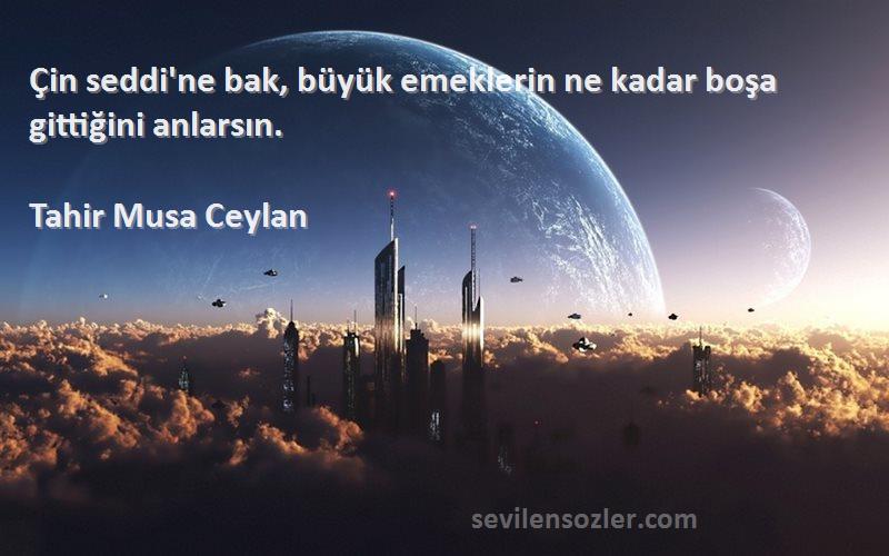 Tahir Musa Ceylan - Çin seddi'ne bak, büyük emeklerin ne kadar boşa gittiğini anlarsın.