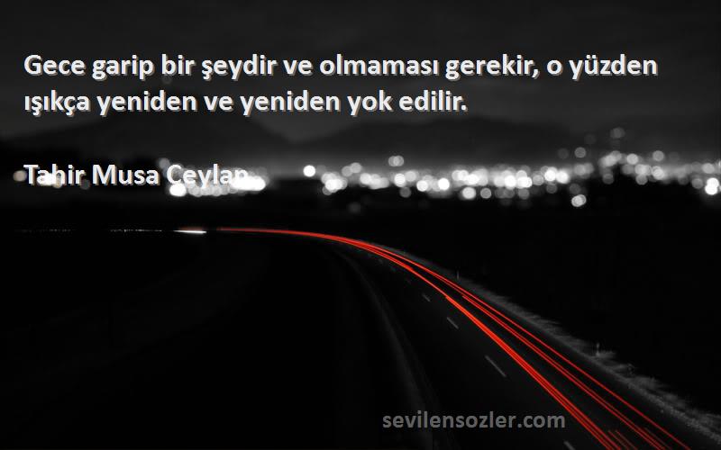 Tahir Musa Ceylan - Gece garip bir şeydir ve olmaması gerekir, o yüzden ışıkça yeniden ve yeniden yok edilir.