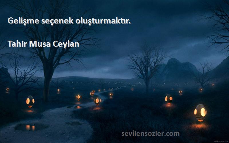 Tahir Musa Ceylan - Gelişme seçenek oluşturmaktır.