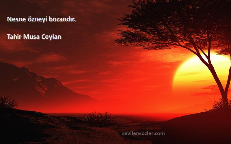 Tahir Musa Ceylan - Nesne özneyi bozandır.