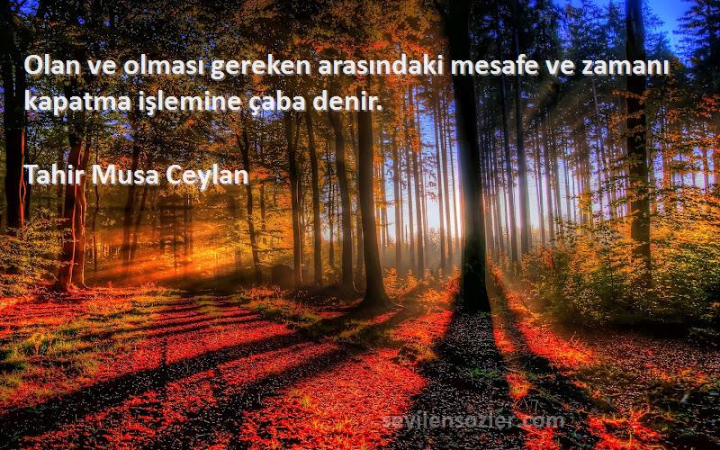 Tahir Musa Ceylan - Olan ve olması gereken arasındaki mesafe ve zamanı kapatma işlemine çaba denir.
