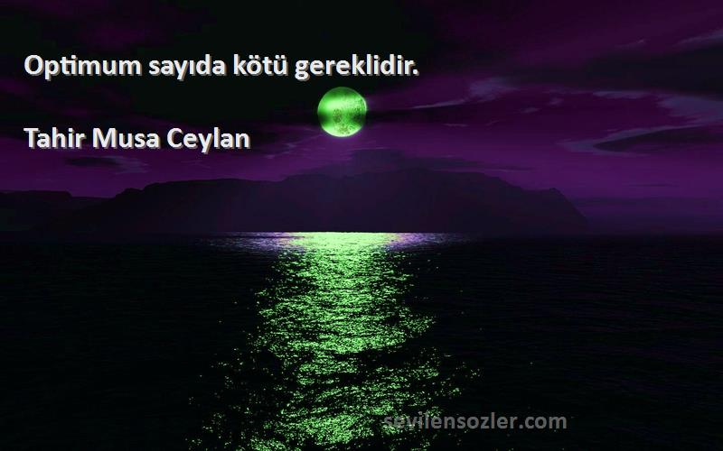 Tahir Musa Ceylan - Optimum sayıda kötü gereklidir.