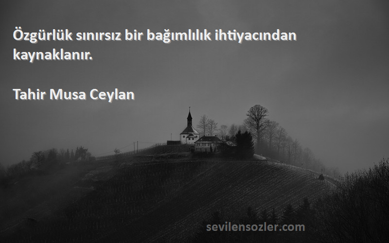 Tahir Musa Ceylan - Özgürlük sınırsız bir bağımlılık ihtiyacından kaynaklanır.