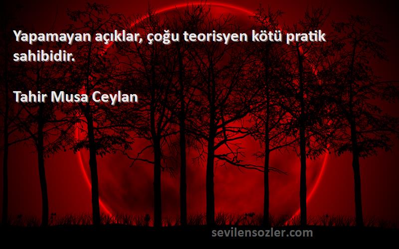Tahir Musa Ceylan - Yapamayan açıklar, çoğu teorisyen kötü pratik sahibidir.