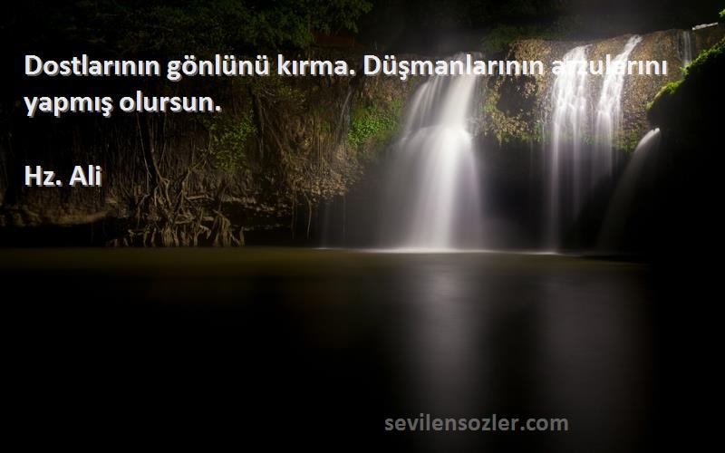 Hz. Ali - Dostlarının gönlünü kırma. Düşmanlarının arzularını yapmış olursun.