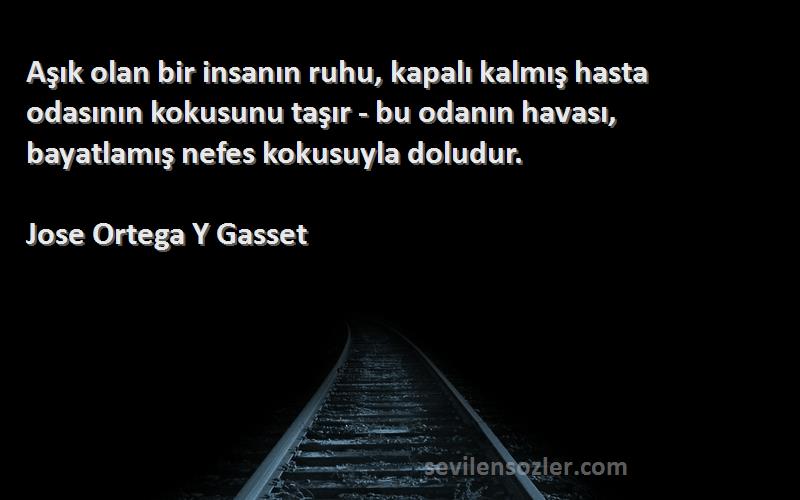 Jose Ortega Y Gasset Sözleri 
Aşık olan bir insanın ruhu, kapalı kalmış hasta odasının kokusunu taşır - bu odanın havası, bayatlamış nefes kokusuyla doludur.