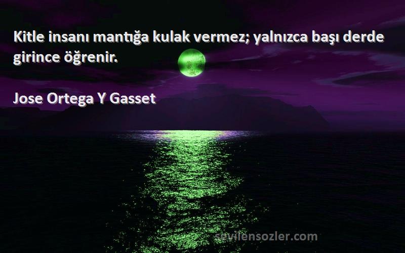 Jose Ortega Y Gasset Sözleri 
Kitle insanı mantığa kulak vermez; yalnızca başı derde girince öğrenir.